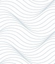 Black and white vector endless pattern created with thin undulate stripes, seamless netting composition. Continuous interlace tex
