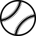 Black and white vector of flat tennis/baseball ball icon Royalty Free Stock Photo