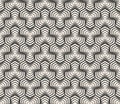 Black and white vector geometric seamless pattern with halftone lines, hexagons Royalty Free Stock Photo