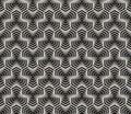 Black and white vector geometric seamless pattern with halftone lines, hexagons Royalty Free Stock Photo
