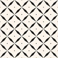 Black and white vector geometric seamless pattern with square grid, rhombuses