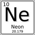 Black and white vector graphic of the symbol of the Neon (Ne) element on the periodic table of elements.