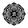 Black and white vector henna tatoo mandala. OM decorative symbol