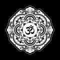 Black and white vector henna tatoo mandala. OM decorative symbol