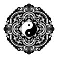 Black and white vector henna tatoo mandala. Yin yang decorative symbol. China style Royalty Free Stock Photo