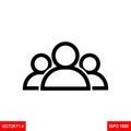 Black and White Vector Icon of Three People Silhouettes Representing Group or Team image Royalty Free Stock Photo