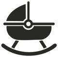 Black and White Vector Illustration of a Baby Cradle Icon Royalty Free Stock Photo