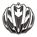 Black and white vector illustration of a cyclist helmet