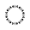 Black and white vector illustration of decorative fish border Royalty Free Stock Photo