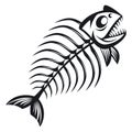 Black and white vector illustration of a fish skeleton 1 Royalty Free Stock Photo