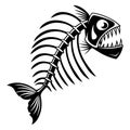 Black and white vector illustration of a fish skeleton Royalty Free Stock Photo