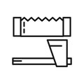 Lumberjack Tools Icon Black And White Illustration