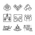 Teamwork Icon Set Black And White Illustration Royalty Free Stock Photo