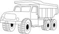 Dump truck coloring page outline for kids.