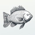 Minimalist Graphic Drawing Of A Fantastic Full-face Tilapia