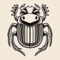 A black and white vector illustration of a Egyptian scarab
