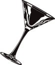 Martini glass black and white vector illustration. Royalty Free Stock Photo
