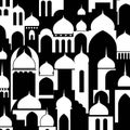 Black and white vector illustration featuring a repetitive pattern of Islamic Royalty Free Stock Photo