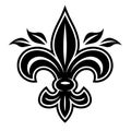 A black and white fleur de lis vector illustration with a floral design and leaf elements, perfect for a tattoo Royalty Free Stock Photo