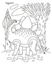 Black and white vector illustration for kids coloring book. Dinosaur Stegosaurus walks on the Jungle Royalty Free Stock Photo
