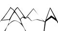 Mountain peaks on a white background . Black and white vector illustration. Royalty Free Stock Photo