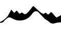 Mountain peaks on a white background . Black and white vector illustration. Royalty Free Stock Photo