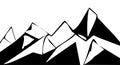 Mountain peaks on a white background . Black and white vector illustration. Royalty Free Stock Photo