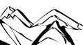 Mountain peaks on a white background . Black and white vector illustration. Royalty Free Stock Photo
