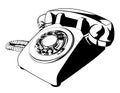 Black and White Retro Rotary Phone Vector Cartoon Royalty Free Stock Photo