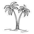 Black and white vector illustration of palm tree