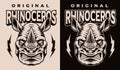 A black and white vector illustration of a rhinoceros head Royalty Free Stock Photo