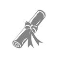 Black and white vector illustration of a rolled scroll tied with a ribbon Royalty Free Stock Photo