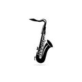 A black and white vector illustration of a saxophone on a clean white background Royalty Free Stock Photo