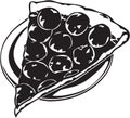 Black and White Pizza Slice Illustration Royalty Free Stock Photo