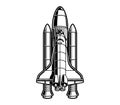 Black and white vector illustration of space shuttle Royalty Free Stock Photo