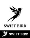 A black and white vector illustration of a swift bird logo Royalty Free Stock Photo