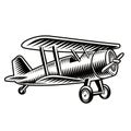 A black and white vector illustration of a vintage airplane Royalty Free Stock Photo