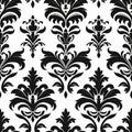 Flamboyant Black And White Damask Wallpaper Pattern