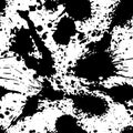 Black and white vector ink splash seamless pattern, monochrome d Royalty Free Stock Photo