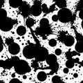 Black and white vector ink splash seamless pattern Royalty Free Stock Photo