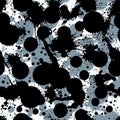 Black and white vector ink splash seamless pattern Royalty Free Stock Photo