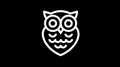 Abstract White Owl Icon on Black Background, Minimalist Bird Graphic, Owl Symbol Royalty Free Stock Photo