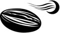 Melon and Crescent Moon with Waves - Abstract Stylized Vector Art Black and White Royalty Free Stock Photo