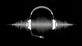 Headphones with Sound Waveform - Audio Visualizer on Black Background Royalty Free Stock Photo