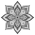 Black and white vector mandala with floral elements. Mandala, zentangle inspired illustration