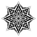 Circular pattern flower of mandala with black and white, Vector mandala floral patterns with white background, Hand drawn pattern. Royalty Free Stock Photo