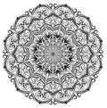 Black and white vector mandala lace floral pattern background. Monochrome vector lace mandala with flower leaves, floral ornament