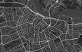 Black and white vector modern city map of Amsterdam