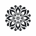 Black And White Vector Ornamental Flower With Olafur Eliasson-inspired Design