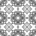 Black and white vector ornamental greek seamless pattern. Abstract monochrome patterned geometric background. Floral hand drawn v Royalty Free Stock Photo